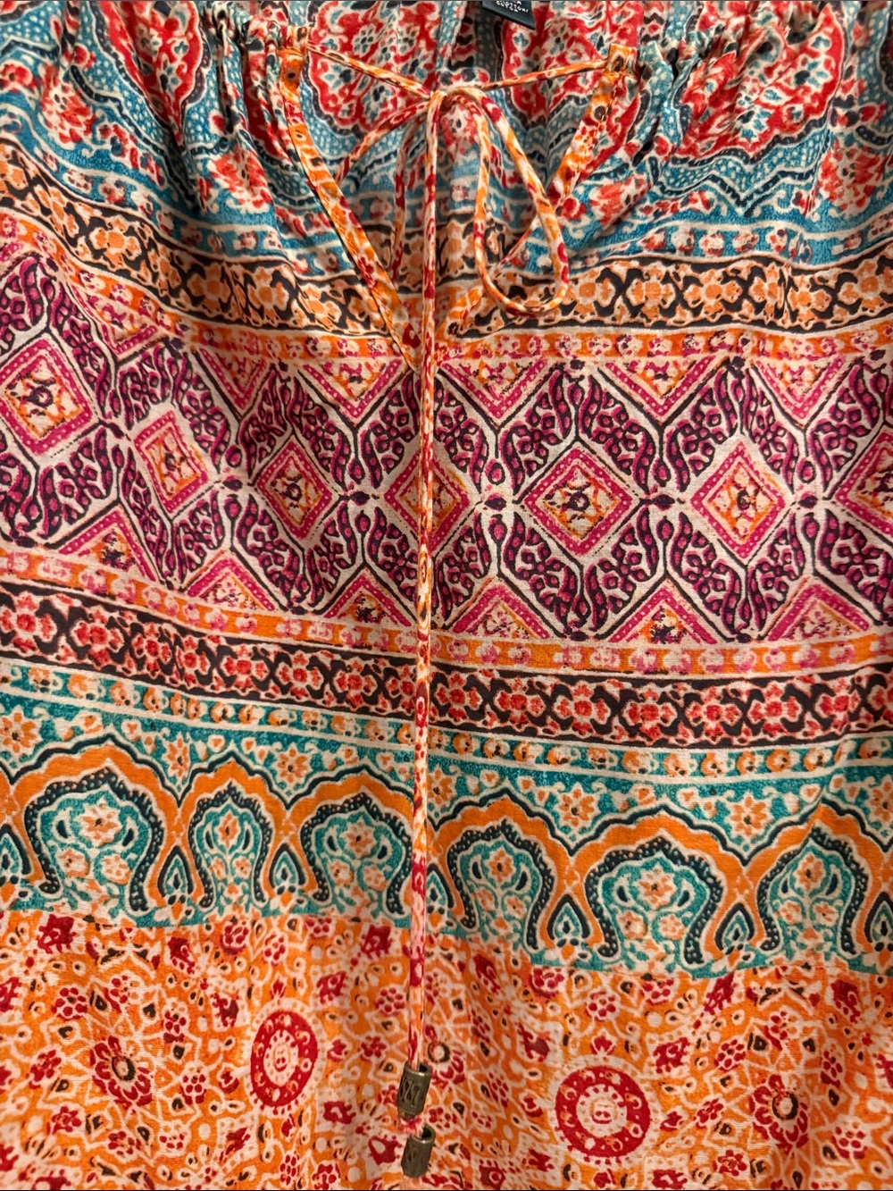 Lauren Ralph Lauren Orange Teal Printed Midi Skirt and matching Blouse - Picture 5 of 10